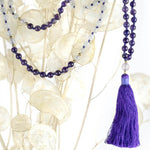Mala Halskette Mondstein - Amethyst - 6 mm AA-Perlen - Vignette | Achamana