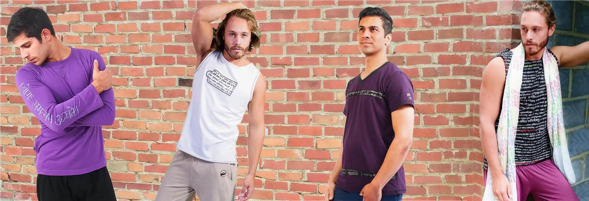Tee shirt de yoga et débardeur Homme - 4 yogis posent en modèles | Achamana
