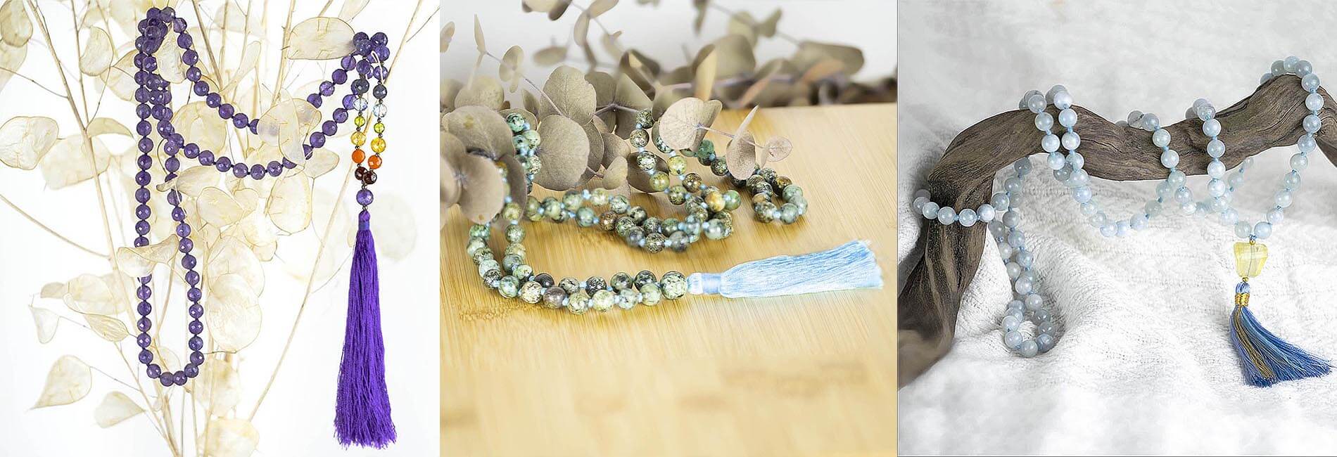 Colliers mala améthyste, Turquoise africaine, Aigue marine | Achamana