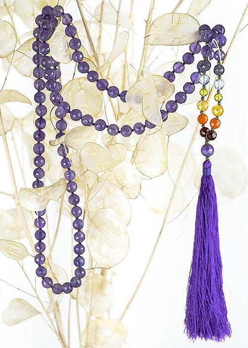Collier mala améthyste facettée 7 chakras | Achamana