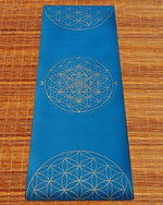 Tapis de yoga TPE & PU Metatron - Fleur de vie bleu 6mm - Vignette | Achamana