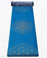 Tapis de yoga TPE & PU Metatron - Fleur de vie bleu 6mm - Vignette | Achamana