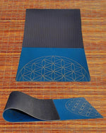 Tapis de yoga TPE & PU Metatron - Fleur de vie bleu 6mm - Vignette | Achamana