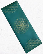 Tapis de yoga TPE & PU Metatron - Fleur de vie Vert 6mm - Vignette | Achamana