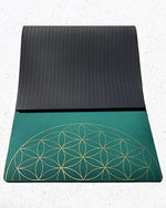 Tapis de yoga TPE & PU Metatron - Fleur de vie Vert 6mm - Vignette | Achamana