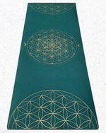 Tapis de yoga TPE & PU Metatron - Fleur de vie Vert 6mm - Vignette | Achamana
