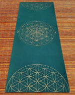 Tapis de yoga TPE & PU Metatron - Fleur de vie Vert 6mm - Vignette | Achamana