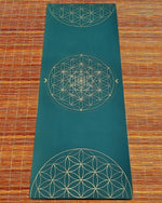 Tapis de yoga TPE & PU Metatron - Fleur de vie Vert 6mm - Vignette | Achamana