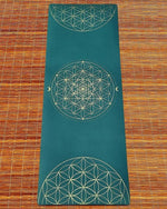 Tapis de yoga TPE & PU Metatron - Fleur de vie Vert 6mm - Vignette | Achamana