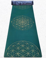 Tapis de yoga TPE & PU Metatron - Fleur de vie Vert 6mm - Vignette | Achamana