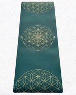 Tapis de yoga TPE & PU Metatron - Fleur de vie Vert 6mm - Vignette | Achamana