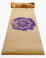 Tapis de yoga liège, conception 3 plis - Rose de mandala pourpre - Vignette | Achamana