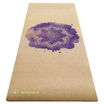 Tapis de yoga liège, conception 3 plis - Rose de mandala pourpre - Vignette | Achamana