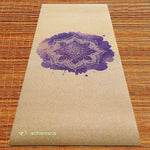 Tapis de yoga liège, conception 3 plis - Rose de mandala pourpre - Vignette | Achamana