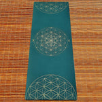 Tapis de yoga TPE & PU Metatron - Fleur de vie Vert 6mm - Vignette | Achamana