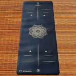 Tapis de yoga Pro antidérapant caoutchouc et similicuir 5mm - Mandala et marqueurs position Or - Vignette | Achamana