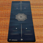 Tapis de yoga Pro antidérapant caoutchouc et similicuir 5mm - Mandala et marqueurs position Or - Vignette | Achamana