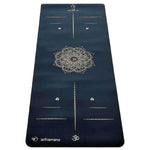 Tapis de yoga Pro antidérapant caoutchouc et similicuir 5mm - Mandala et marqueurs position Or - Vignette | Achamana