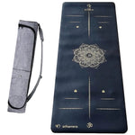 Tapis de yoga Pro antidérapant caoutchouc et similicuir 5mm - Mandala et marqueurs position Or - Vignette | Achamana