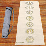 Tapis de yoga écologique caoutchouc naturel chanvre - 7 chakras - impression Or - Vignette | Achamana