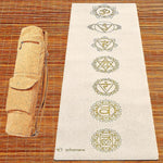 Tapis de yoga écologique caoutchouc naturel chanvre - 7 chakras - impression Or - Vignette | Achamana