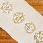 Tapis de yoga écologique caoutchouc naturel chanvre - 7 chakras - impression Or - Vignette | Achamana