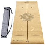 Tapis de yoga liège épais antidérapant tri-plis - Mandala ligne de position gravés - Vignette | Achamana