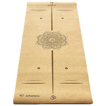 Tapis de yoga liège épais antidérapant tri-plis - Mandala ligne de position gravés - Vignette | Achamana