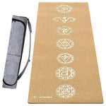 Tapis de yoga en liège et caoutchouc naturel 5 mm 7 chakras Or - Vignette | Achamana