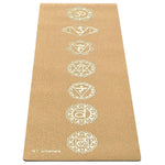 Tapis de yoga en liège et caoutchouc naturel 5 mm 7 chakras Or - Vignette | Achamana