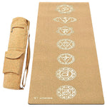 Tapis de yoga en liège et caoutchouc naturel 5 mm 7 chakras Or - Vignette | Achamana
