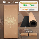 Tapis de yoga en liège et caoutchouc naturel 5 mm Fleur de lotus Or - Vignette | Achamana