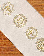 Tapis de yoga écologique caoutchouc naturel chanvre - 7 chakras - impression Or - Vignette | Achamana