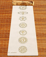 Tapis de yoga écologique caoutchouc naturel chanvre - 7 chakras - impression Or - Vignette | Achamana