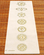 Tapis de yoga écologique caoutchouc naturel chanvre - 7 chakras - impression Or - Vignette | Achamana