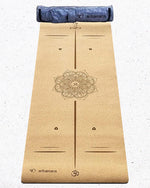 Tapis de yoga liège épais antidérapant tri-plis - Mandala ligne de position gravés - Vignette | Achamana