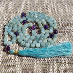 Amazonit-Mala-Halskette – 108 8-mm-Würfelschliff-AA-Perlen - Vignette | Achamana