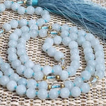 Mala-Halskette mit Aquamarin und Kristall 108 Perlen 8 oder 6 mm - Vignette | Achamana