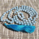 Mala-Halskette mit Aquamarin und Kristall 108 Perlen 8 oder 6 mm - Vignette | Achamana