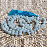 Mala-Halskette mit Aquamarin und Kristall 108 Perlen 8 oder 6 mm - Vignette | Achamana