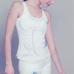 Yogatop voor dames in wit katoen - Om Shanti - Vignette | Achamana