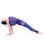 Legging yoga violet coton biologique 7 Chakras artistiques - Vignette | Achamana