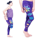 Legging yoga violet coton biologique 7 Chakras artistiques - Vignette | Achamana