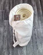 Grand tapis de yoga blanc Kundalini - latex, laine mérinos 2,00 m - Vignette | Achamana