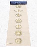 Tapis de yoga écologique caoutchouc naturel chanvre - 7 chakras - impression Or - Vignette | Achamana