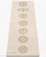 Tapis de yoga écologique caoutchouc naturel chanvre - 7 chakras - impression Or - Vignette | Achamana