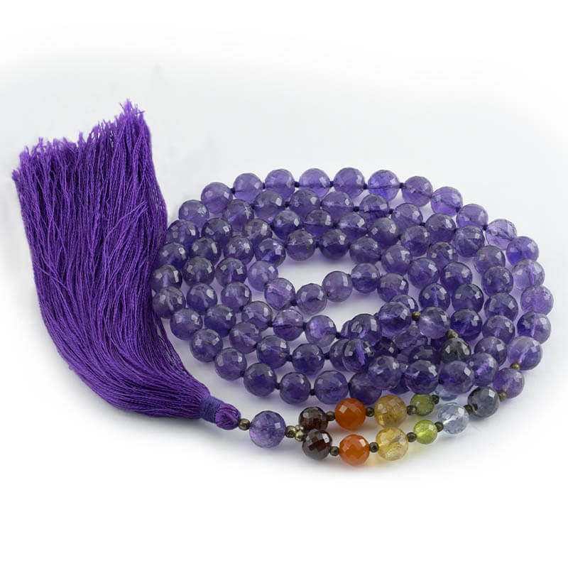 Collier mala homme Améthyste facettée | Achamana