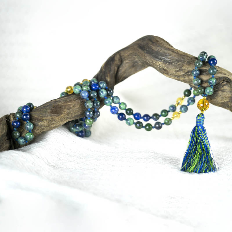 Collier mala Chrysocolle et Citrine | Achamana