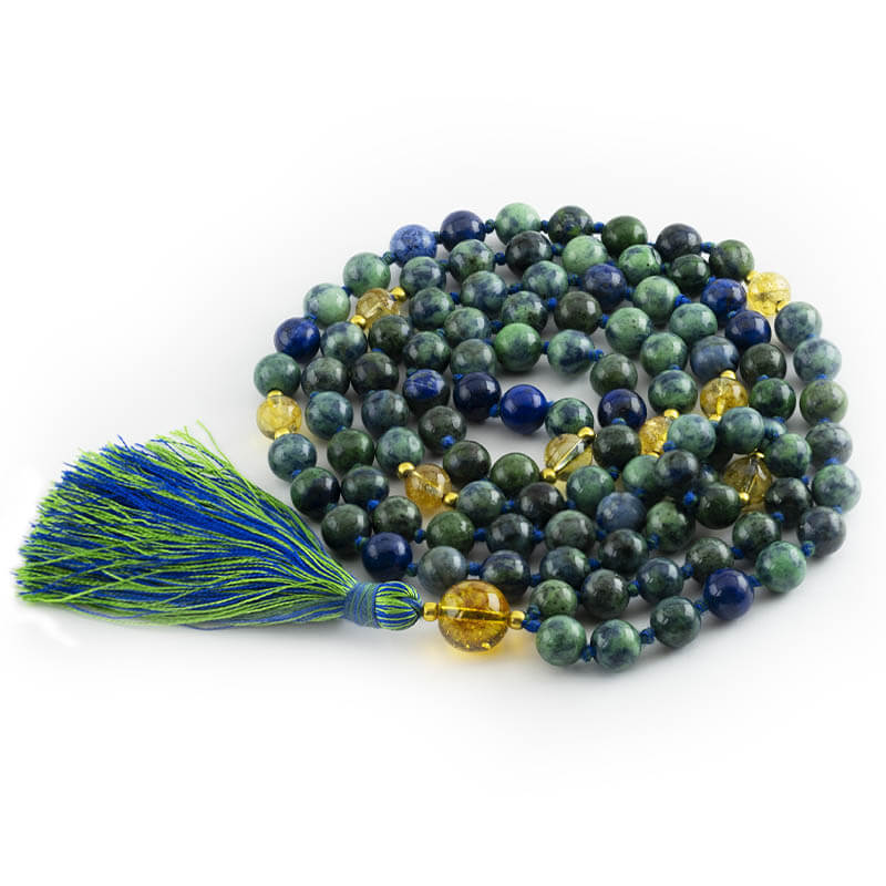 Collier mala femme Chrysocolle et Citrine | Achamana