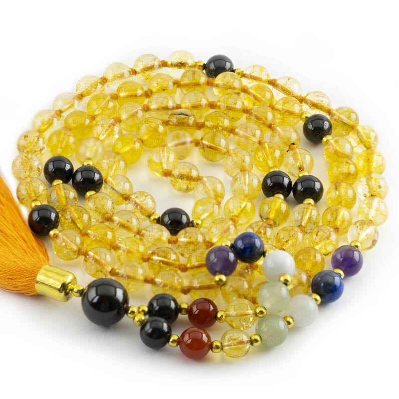 Colliers malas citrine et améthyste 7 chakras | Achamana